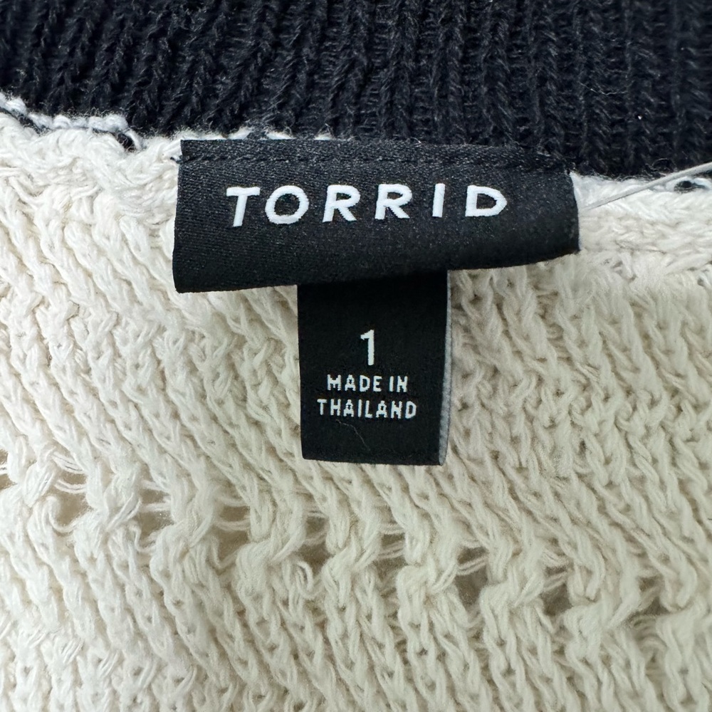 NWT- Torrid Contrast Trim Pointelle Sweater Tank Top in Whisper White - Picture 8 of 12